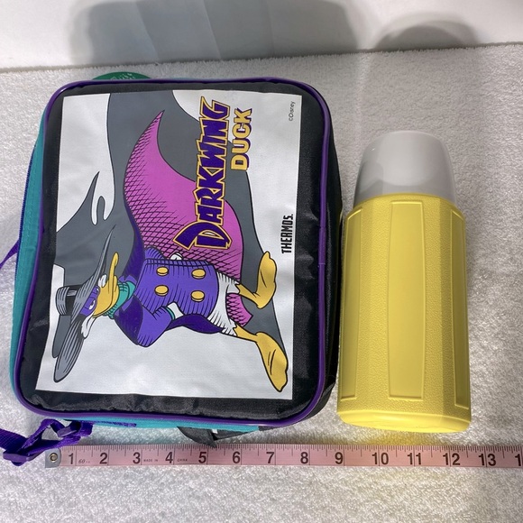 Vintage Darkwing Duck Insulated Lunch Bag Lunchbox  with Original Yellow Thermos - Picture 16 of 16